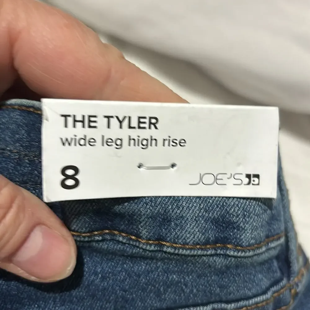 Joe’s Jeans 8 THE TYLER wide leg high rise jeans stretch blue NWT frayed hem